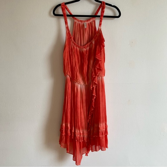 Free People Aphrodite orange ruffle mini dress - Picture 3 of 12